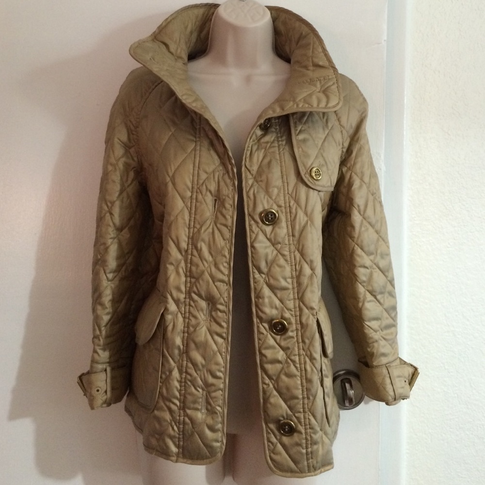 Authentic Burberry metallic tan quilted jacket